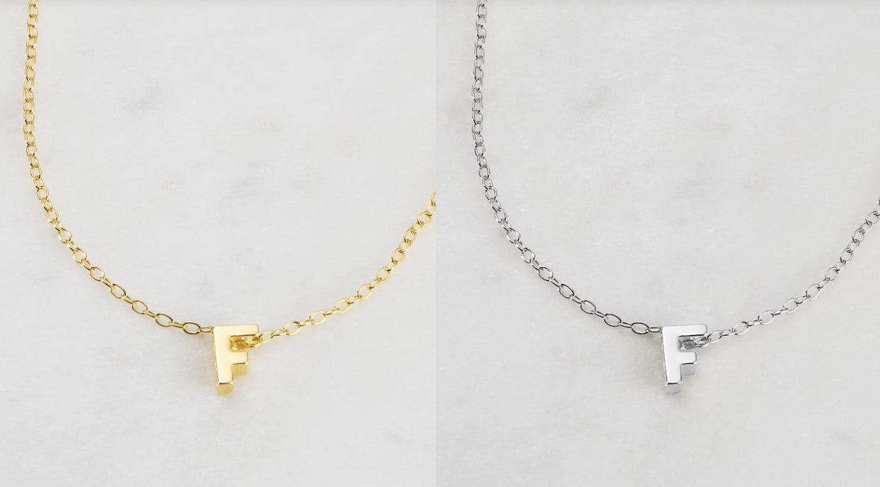 Letter Necklace F Gold