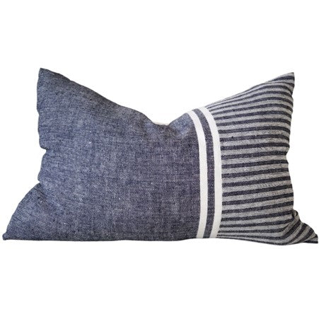 Aya Linen Cushion Blue Stripe