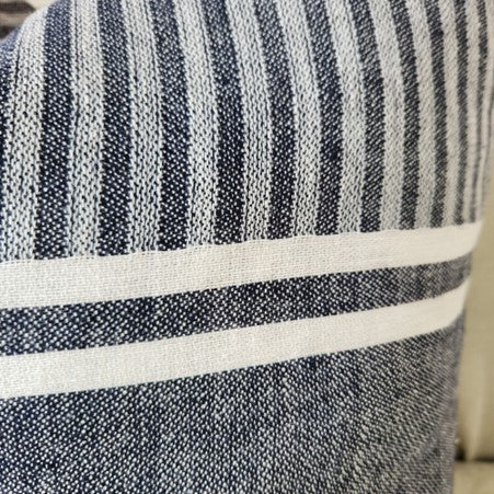 Aya Linen Cushion Blue Stripe