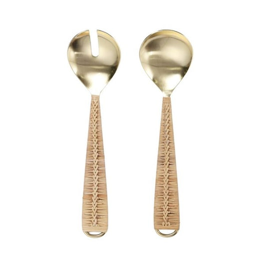 © Bijou S/2 Salad Servers Natural/Gold