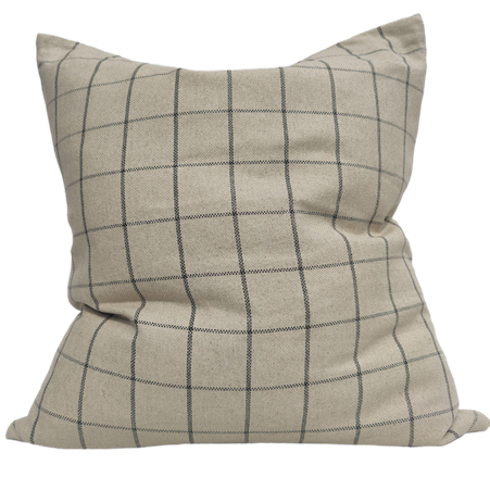 Irish Plaid Rustic Linen Cotton Cushion Black