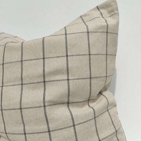 Irish Plaid Rustic Linen Cotton Cushion Black