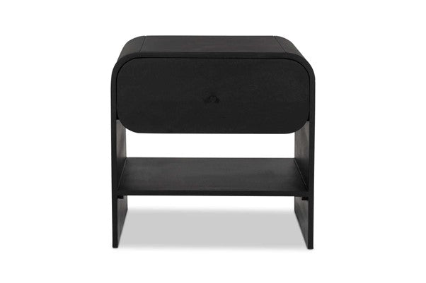 Rounded Black Bedside Table