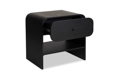 Rounded Black Bedside Table