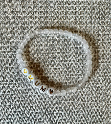 MUM Bracelet with Rose Quartz Beads