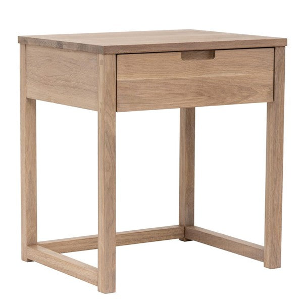 Oslo Oak Bedside Table - Whitewashed