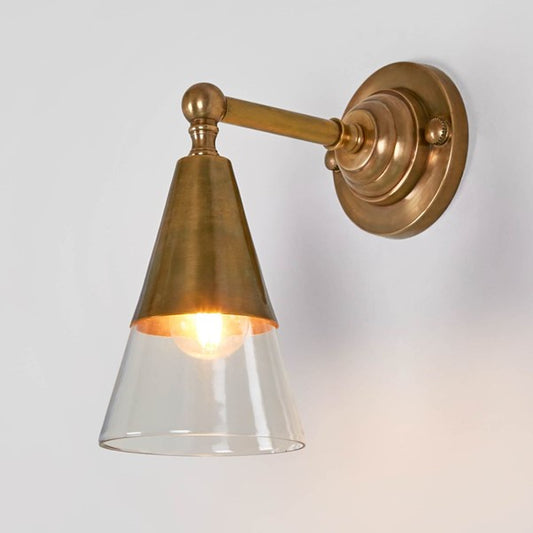© Otto Wall Light with Glass Shade - Antique Brass