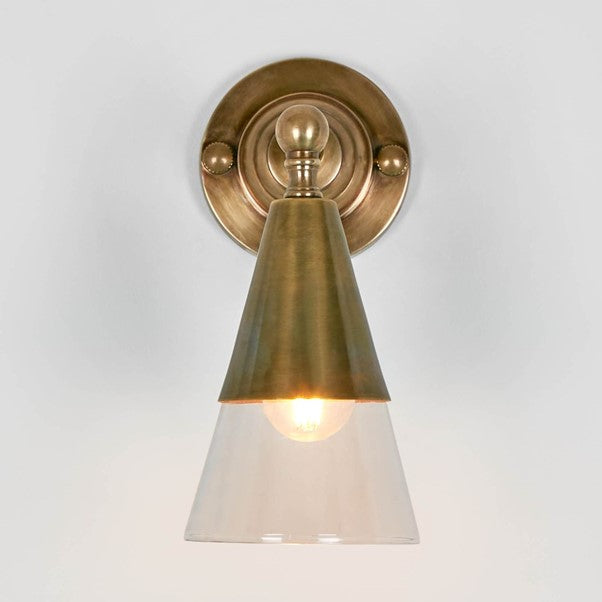 © Otto Wall Light with Glass Shade - Antique Brass