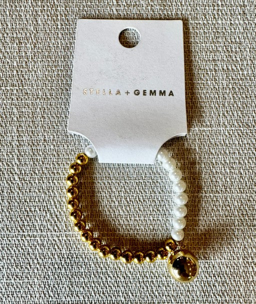 Gold Ball & Pearl Bracelet