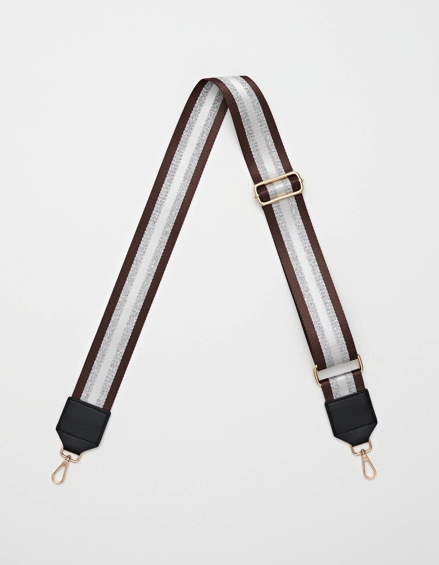 Bag strap brown & silver stripe