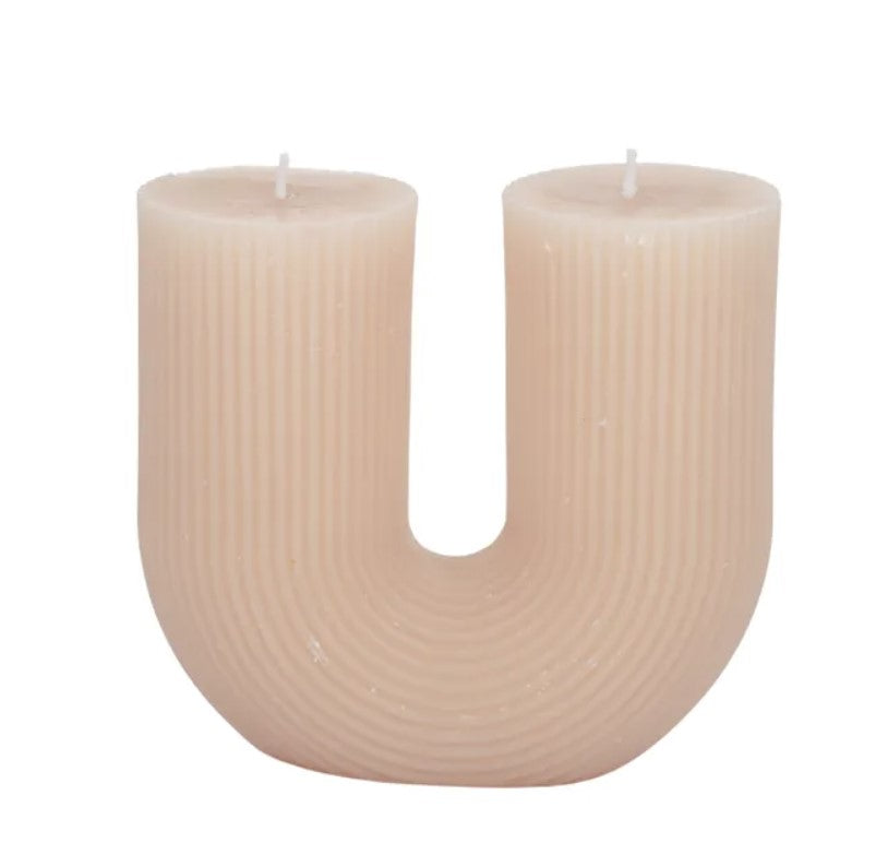 ©  U shaped ribbed candle nude