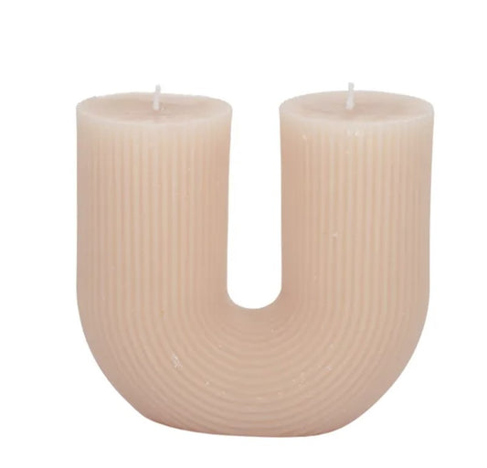 ©  U shaped ribbed candle nude