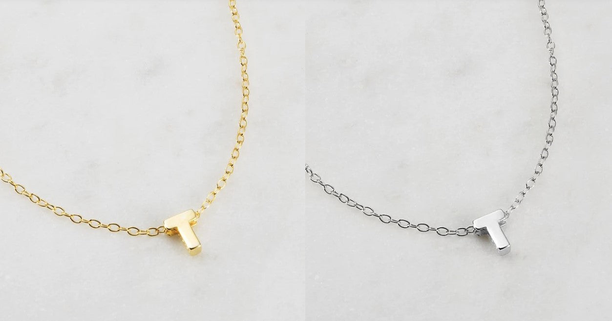 Letter Necklace T Silver